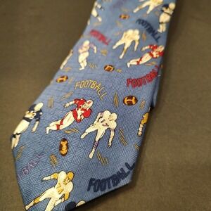Class Club Blue And Multicolor ‎ Football Players 53" x 3"  Mens Neck Tie Blue